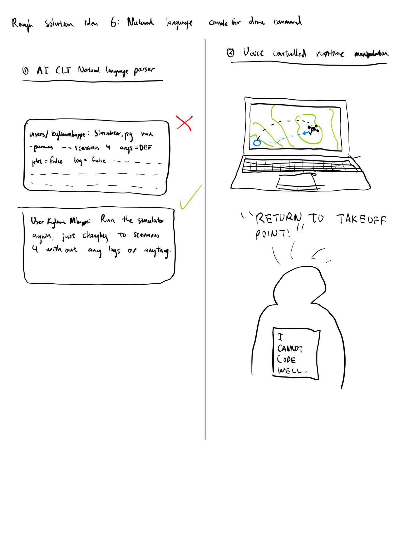 Sketch exploring a natural-language console and voice-controlled drone commands